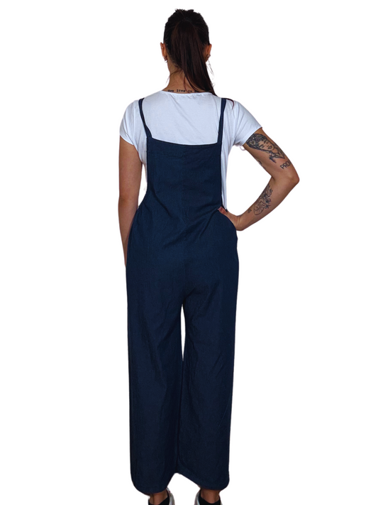 Salopette in cotone effetto jeans-Violet's Closet