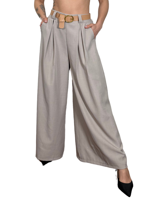 Pantalone a palazzo con pinces-Violet's Closet