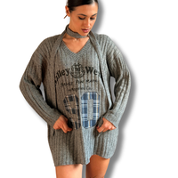 Maxi maglione con cravattino