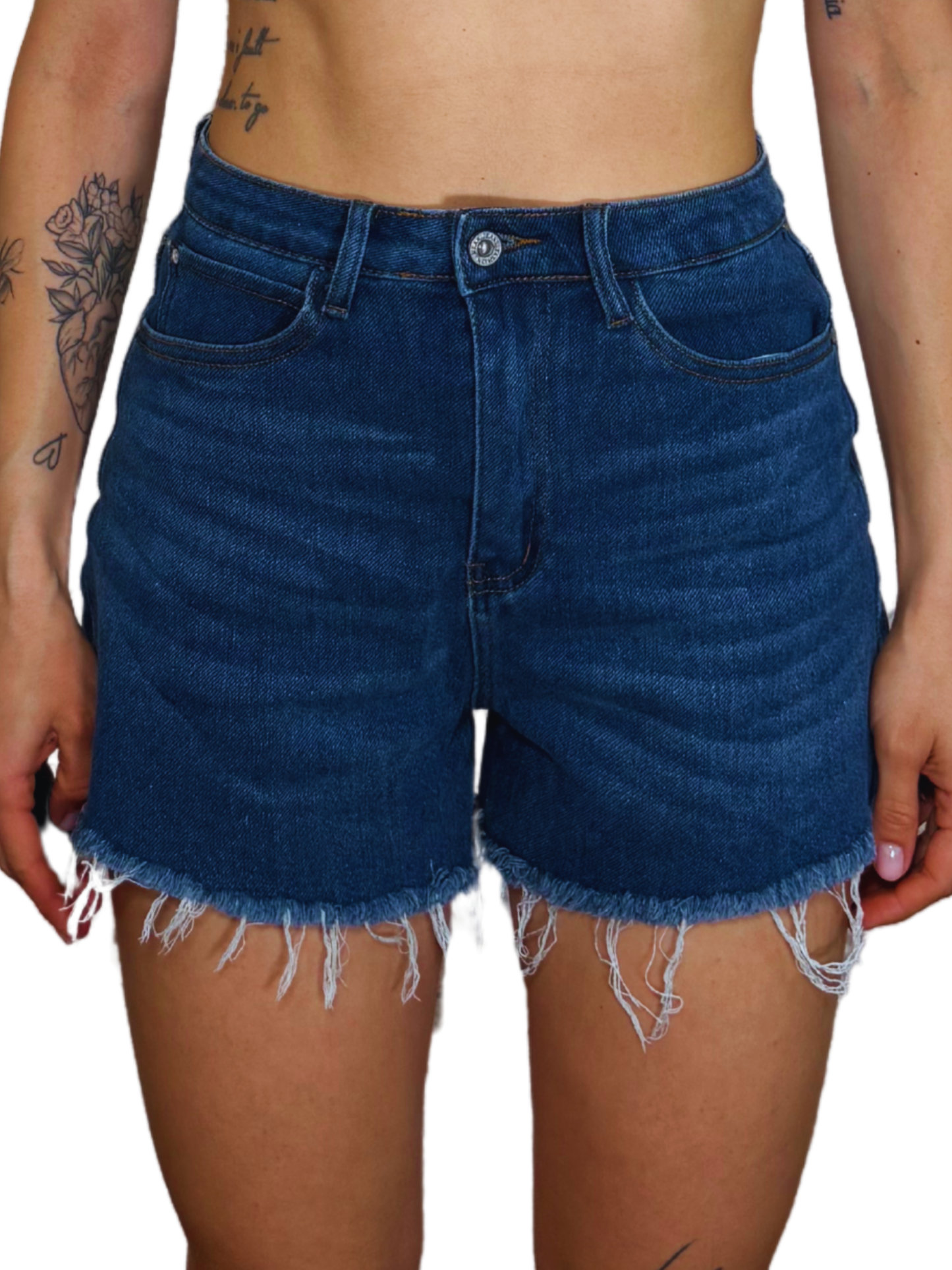 Shorts denim sfrangettato
