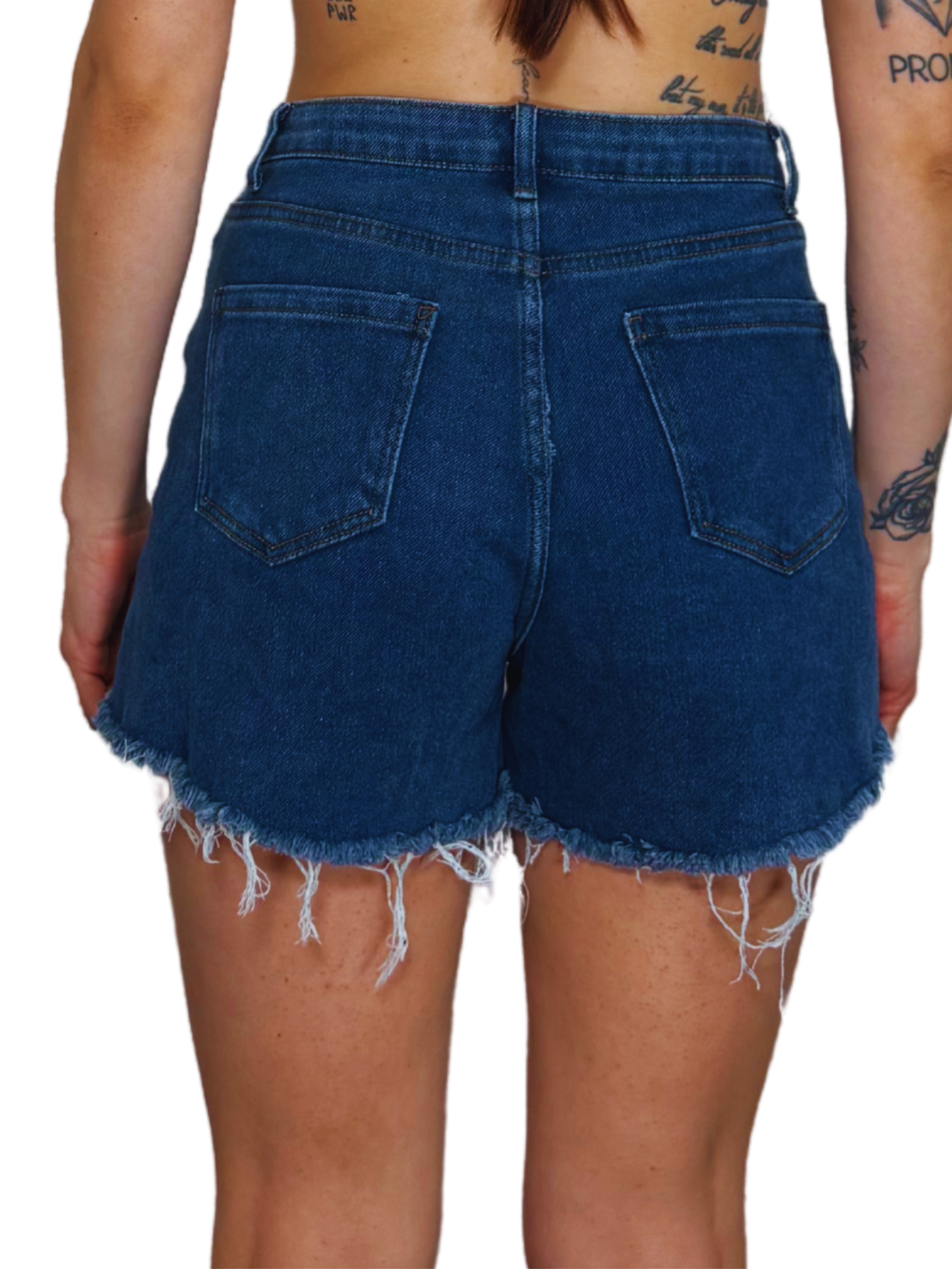 Shorts denim sfrangettato