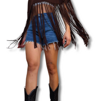 Cappa in maglia con frange