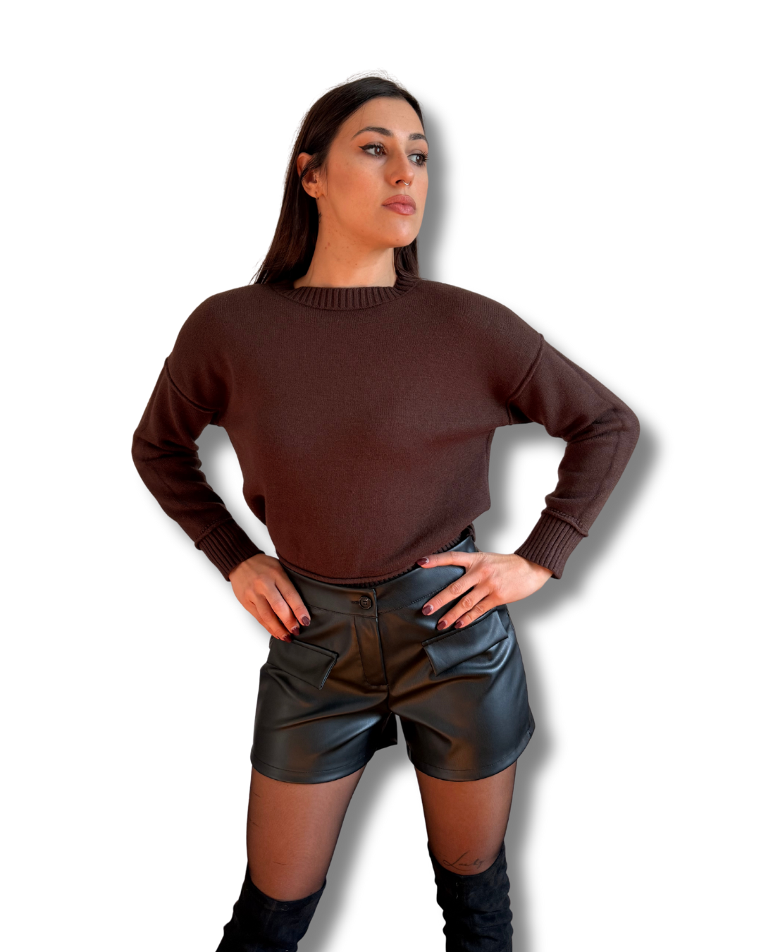 Pullover girocollo misto viscosa