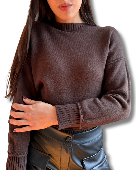 Pullover girocollo misto viscosa