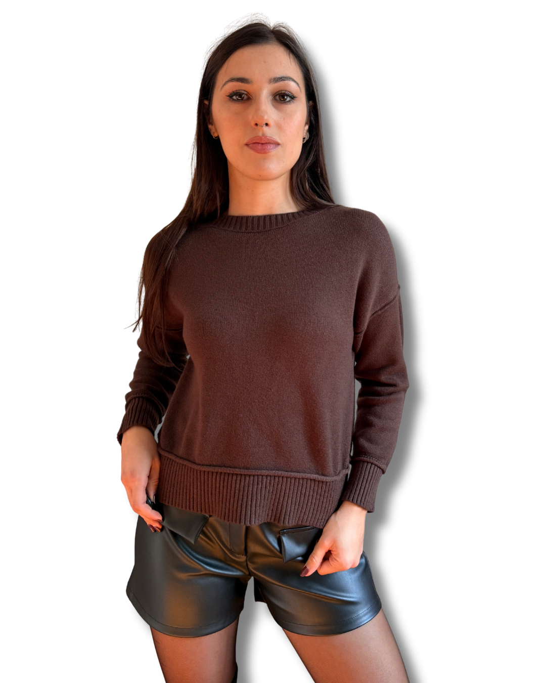 Pullover girocollo misto viscosa