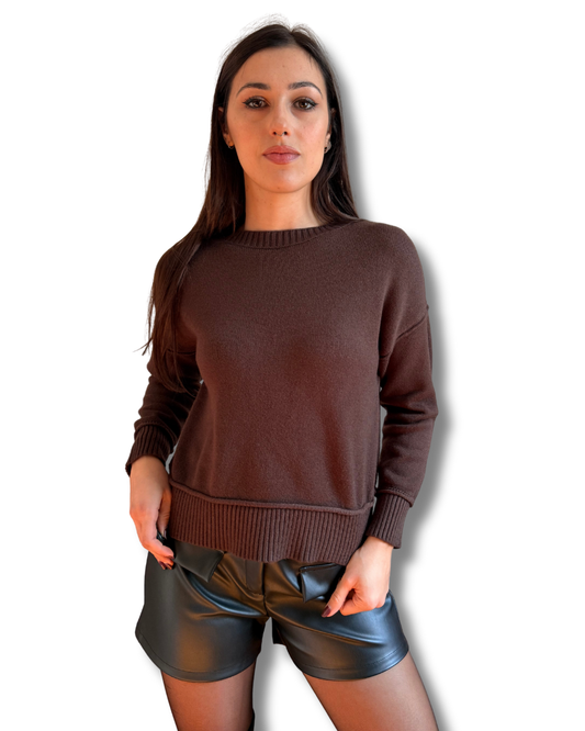 Pullover girocollo misto viscosa