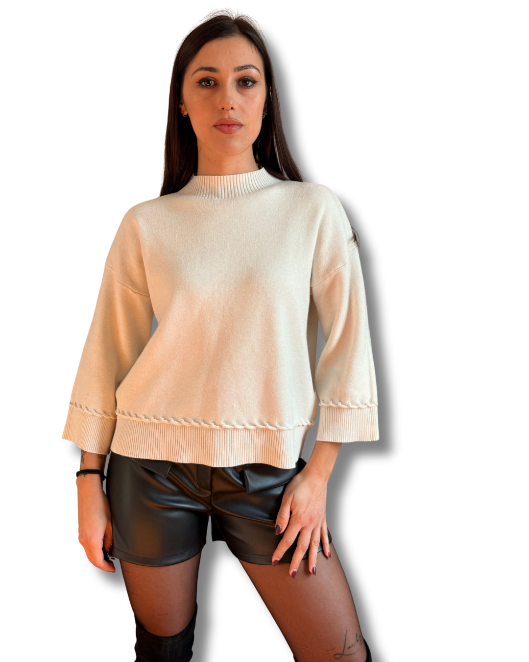 Pullover manica svasata misto viscosa